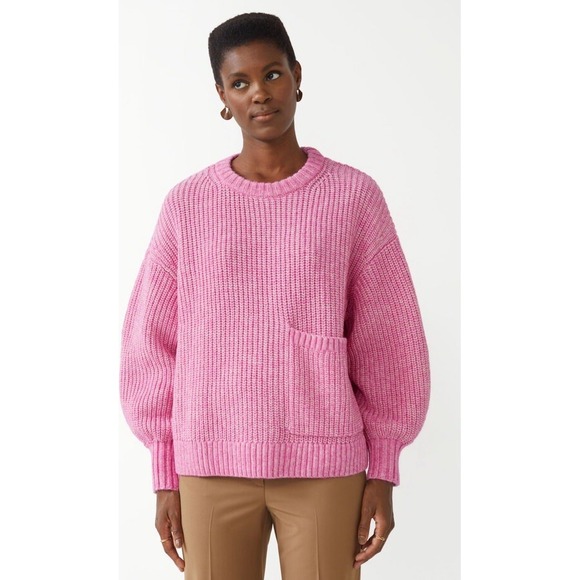 & Other Stories Sweaters - & Other Stories Pink Chunky Knit Sweater XS Cotton Wool Blend